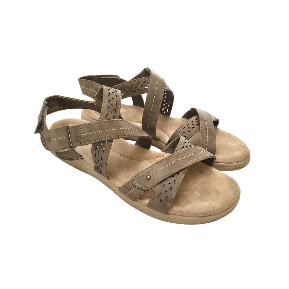 BareTraps Presto Brown Beige Taupe Strappy Wedge Women's Adjustable Sandals 10M
